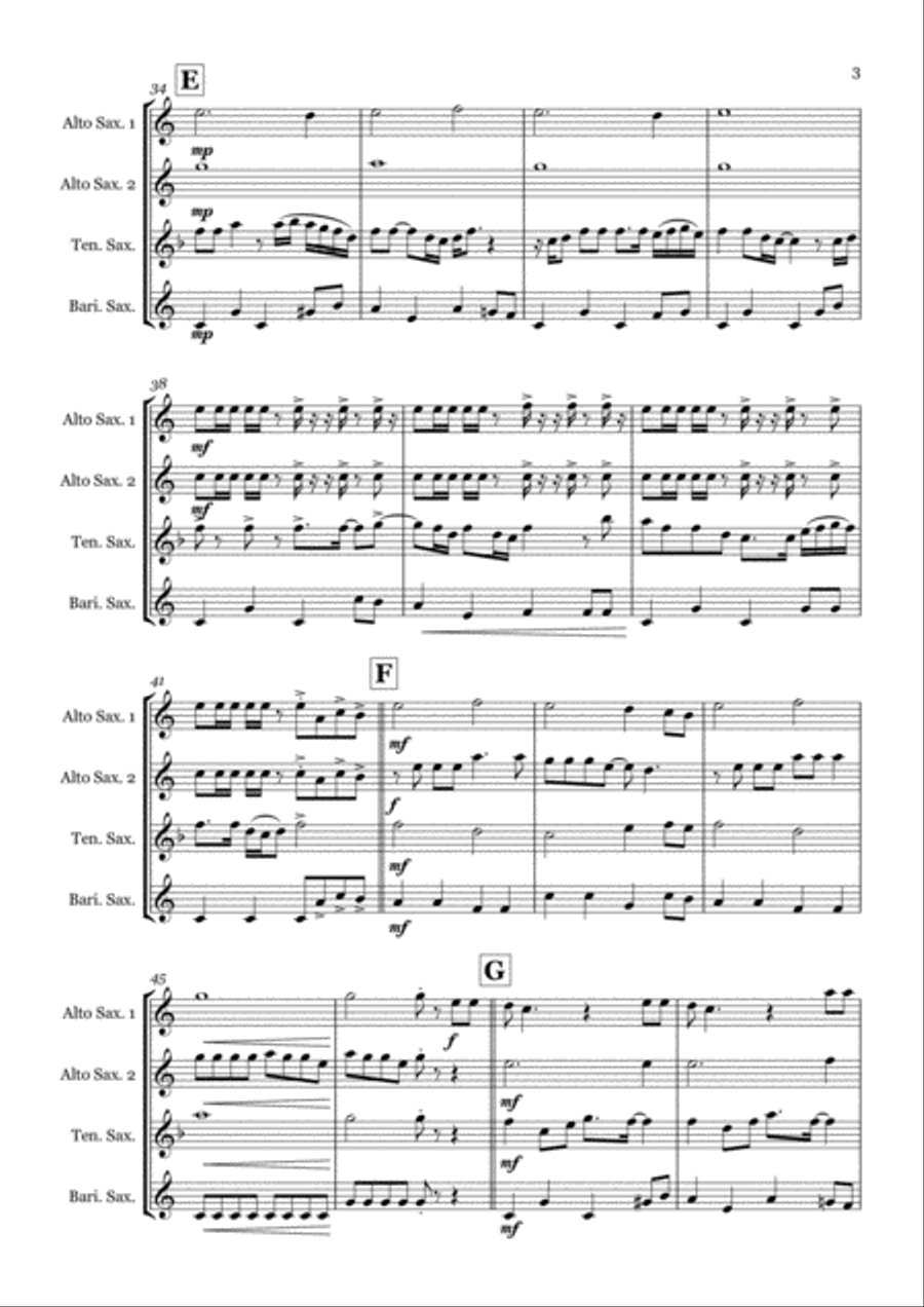 Merry Christmas Everyone Saxophone Quartet scores gallery preview page 3