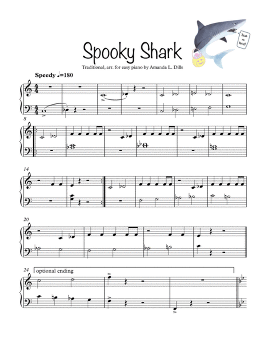 Spooky Shark (Baby Shark Halloween Variation for Easy Piano) image number null