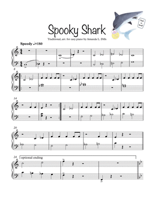 Book cover for Spooky Shark (Baby Shark Halloween Variation for Easy Piano)