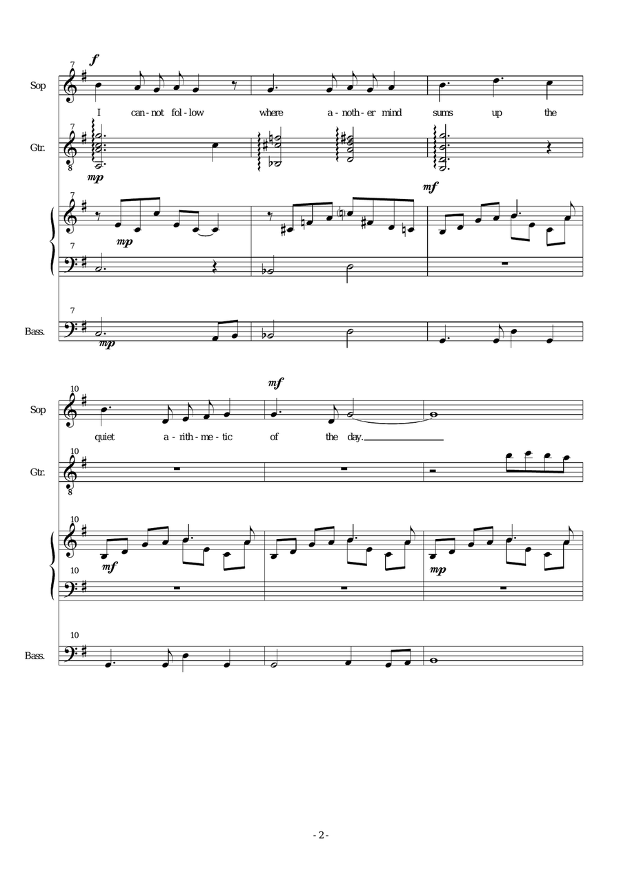 Letter to Lydia – soprano, bass, electric guitar, keyboard Small Ensemble scores gallery preview page 2