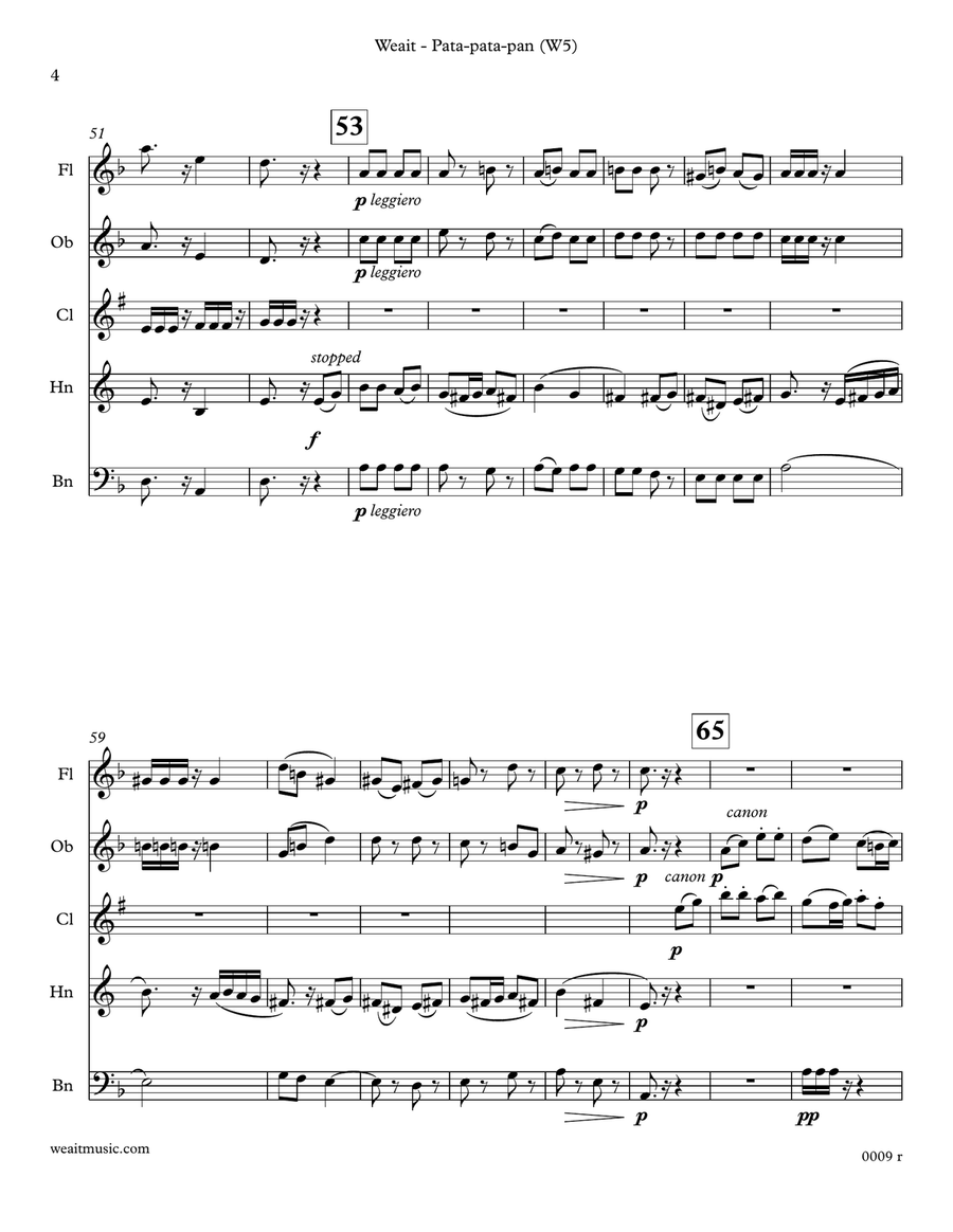 Pata-pata-pan for woodwind quintet (3’12) Woodwind Quintet scores gallery preview page 4