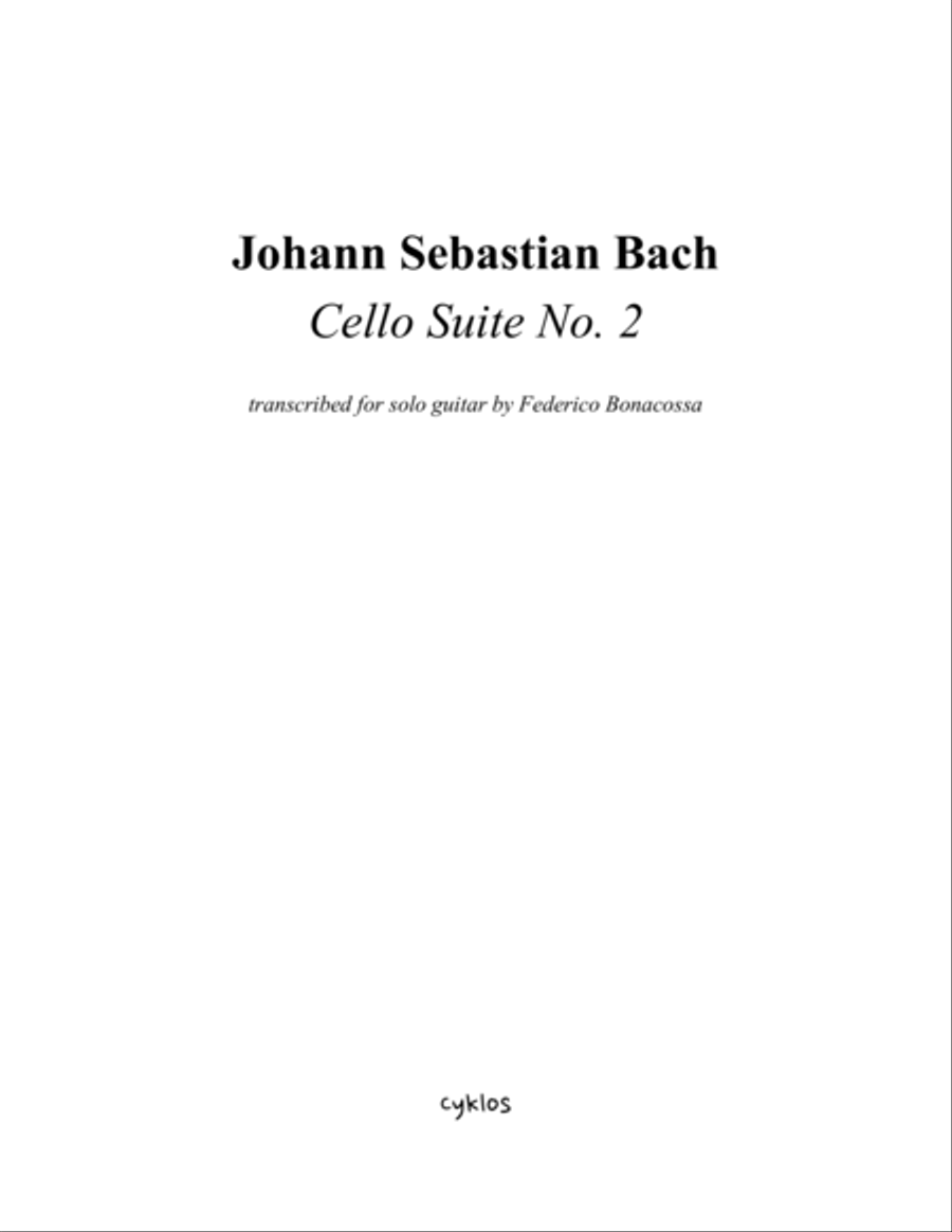 Cello Suite No. 2, Transcribed for Guitar by Federico Bonacossa Classical Guitar scores gallery preview page 2