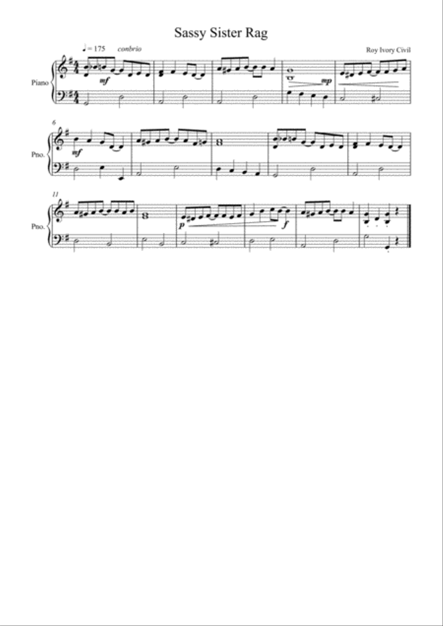 Sassy Sister Rag Easy Piano scores gallery preview page 1