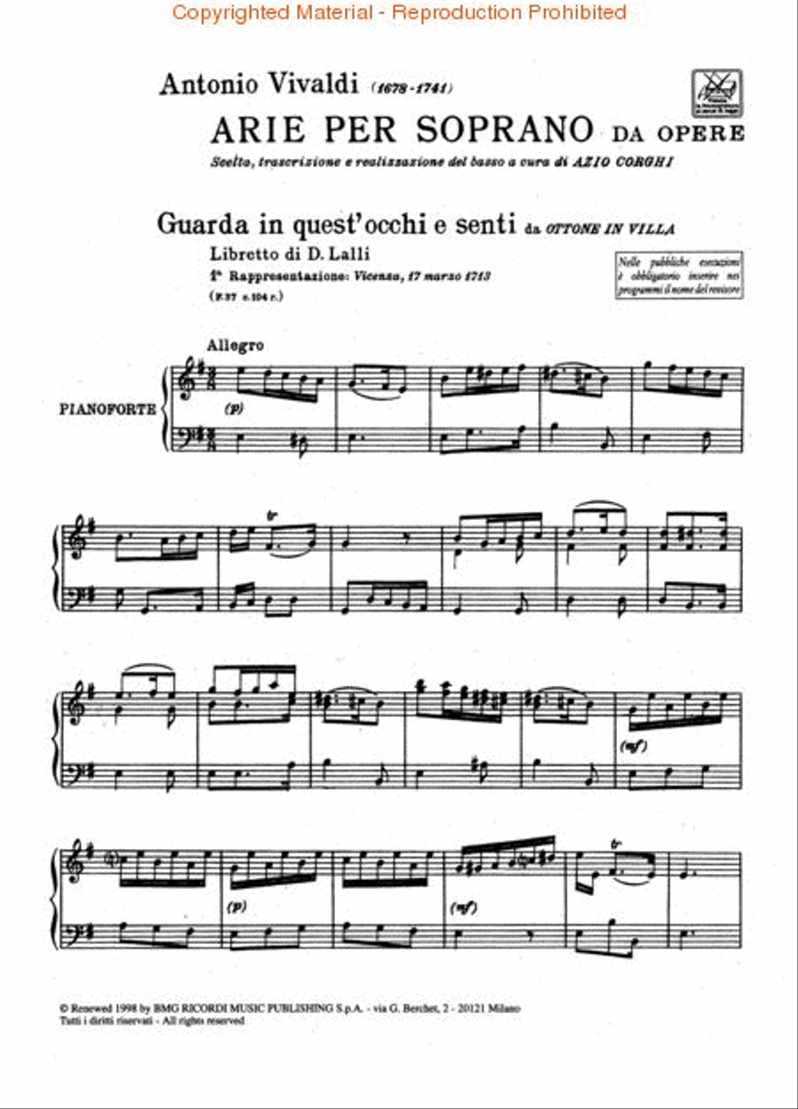 Arie per Soprano da Opere Voice scores gallery preview page 2