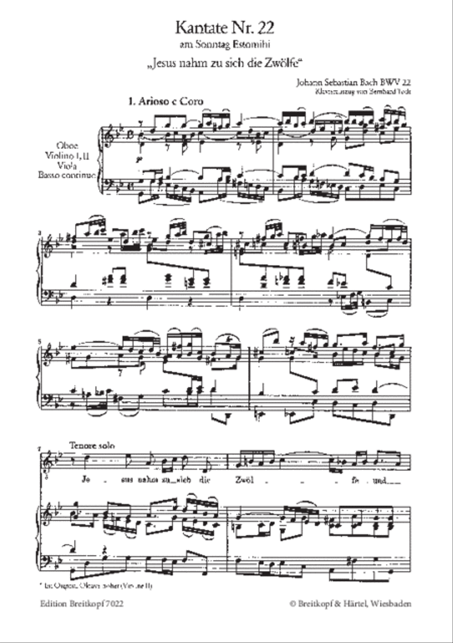 Cantata BWV 22 “Jesus nahm zu sich die Zwoelfe” ATB scores gallery preview page 2