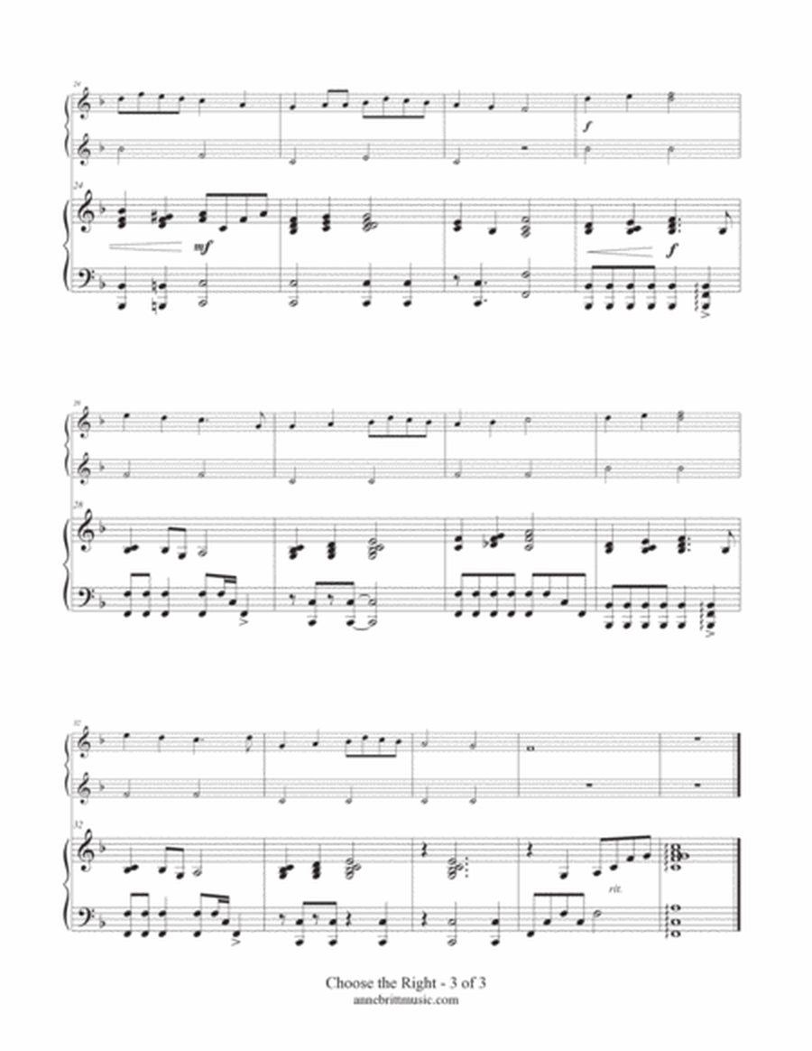 Choose the Right (late elementary student/teacher piano duet, key of F) image number null