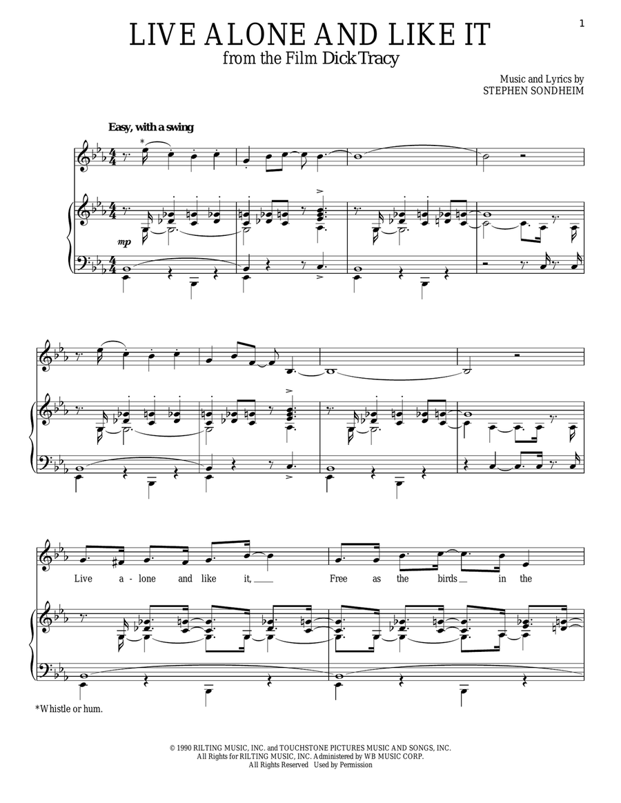 Live Alone And Like It Piano, Vocal scores gallery preview page 1