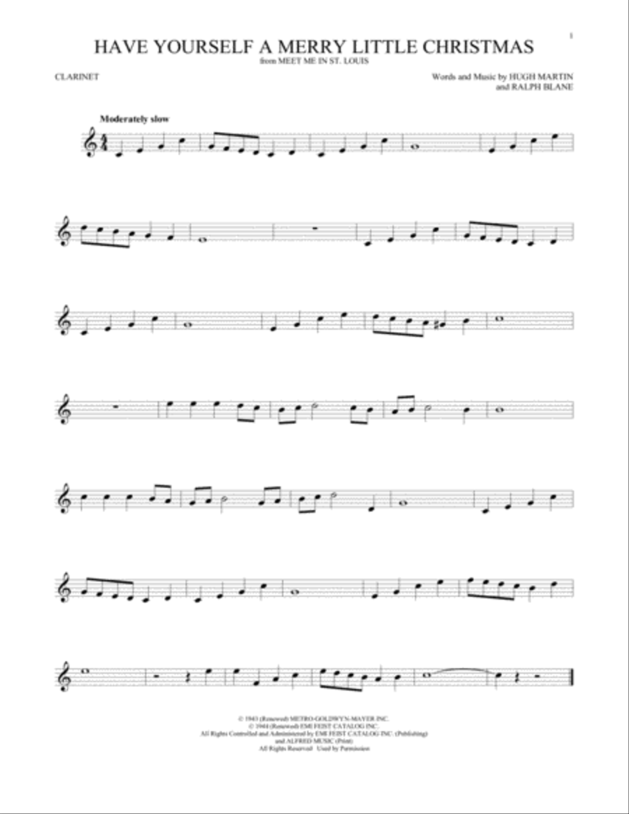 Have Yourself A Merry Little Christmas Clarinet Solo scores gallery preview page 1