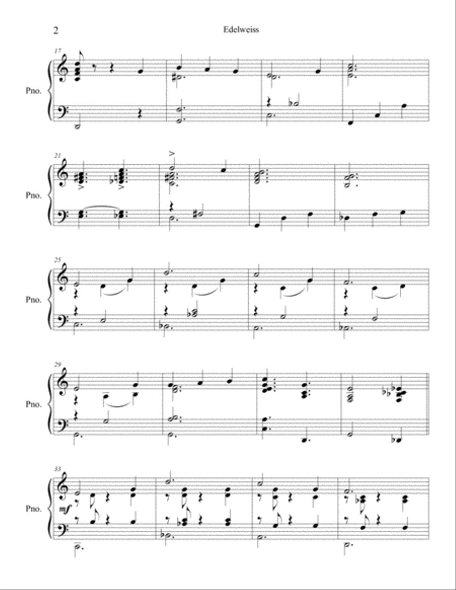 Edelweiss Piano Solo scores gallery preview page 2