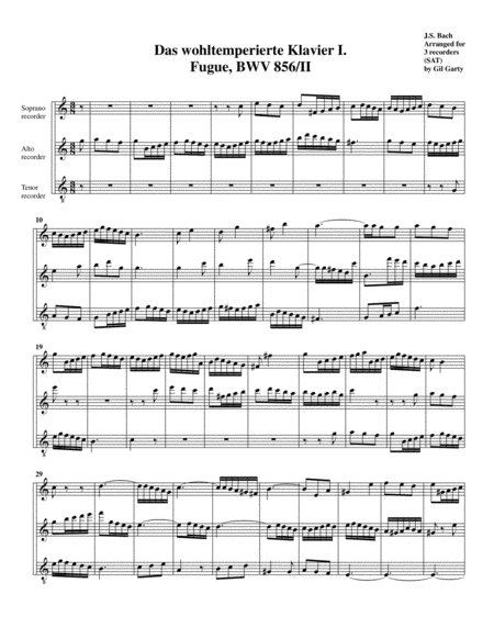 Fugue from Das wohltemperierte Klavier I, BWV 856/II (arrangement for 3 recorders)