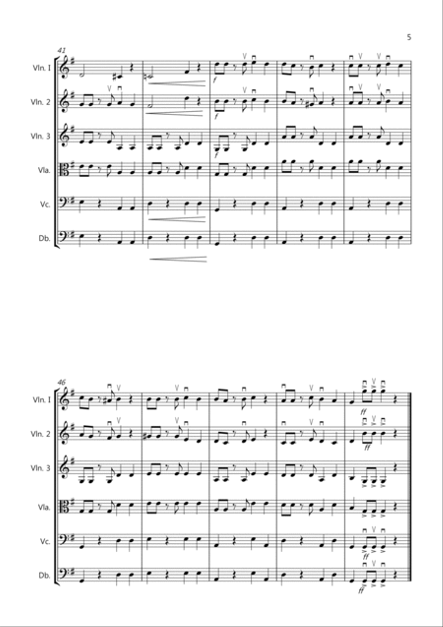 Tango Al Fresco for Beginning String Orchestra String Quartet scores gallery preview page 5