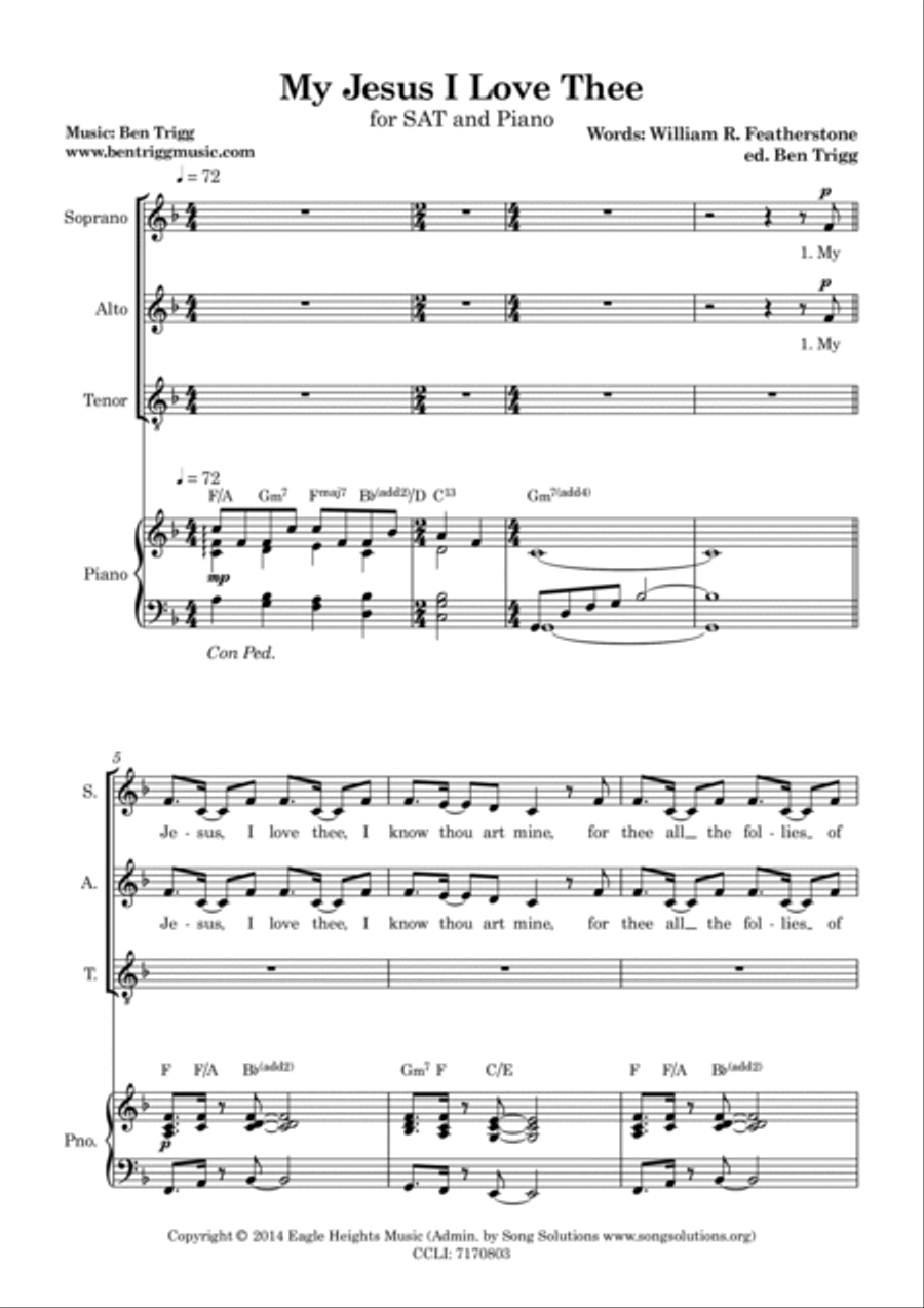 My Jesus I Love Thee – SAT Gospel Choir & Piano SAT scores gallery preview page 3