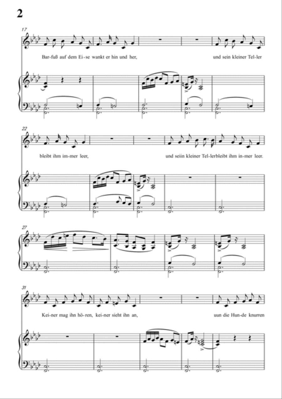 Schubert-Der Leiermann in f minor,Op.89 No.24,for Vocal and Piano Voice scores gallery preview page 3