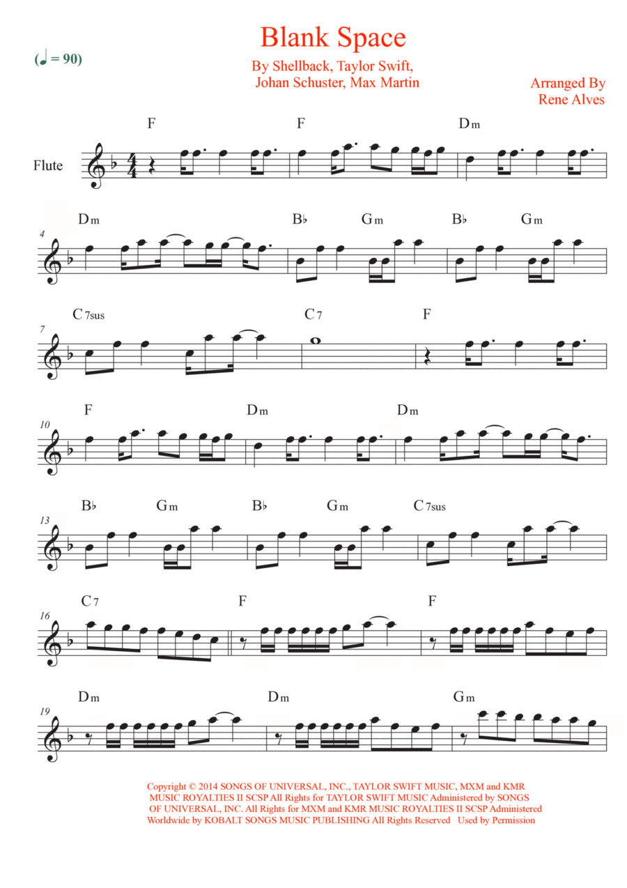 Blank Space Blank Space Flute Solo scores gallery preview page 1