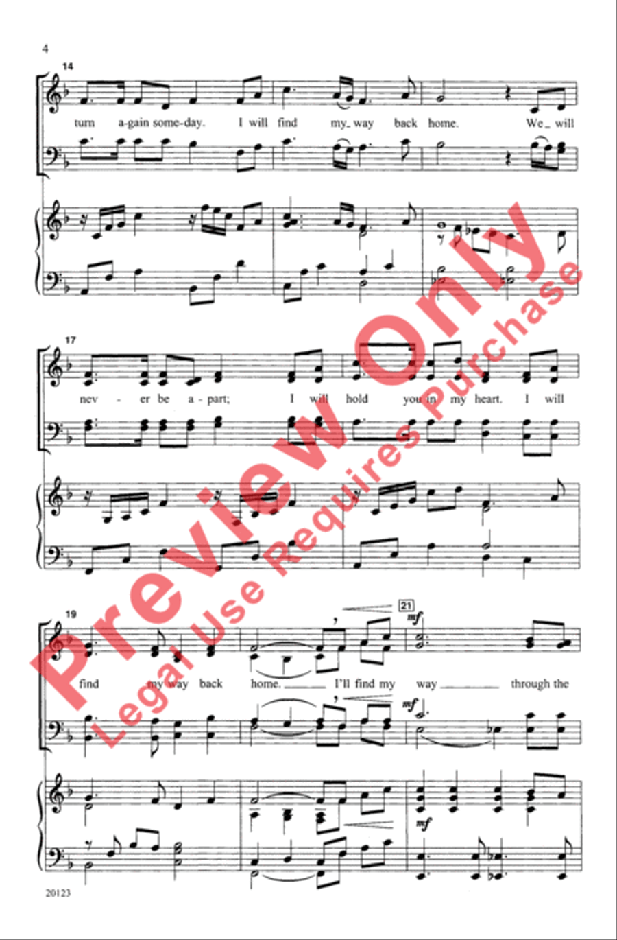 My Way Back Home 4-Part scores gallery preview page 4