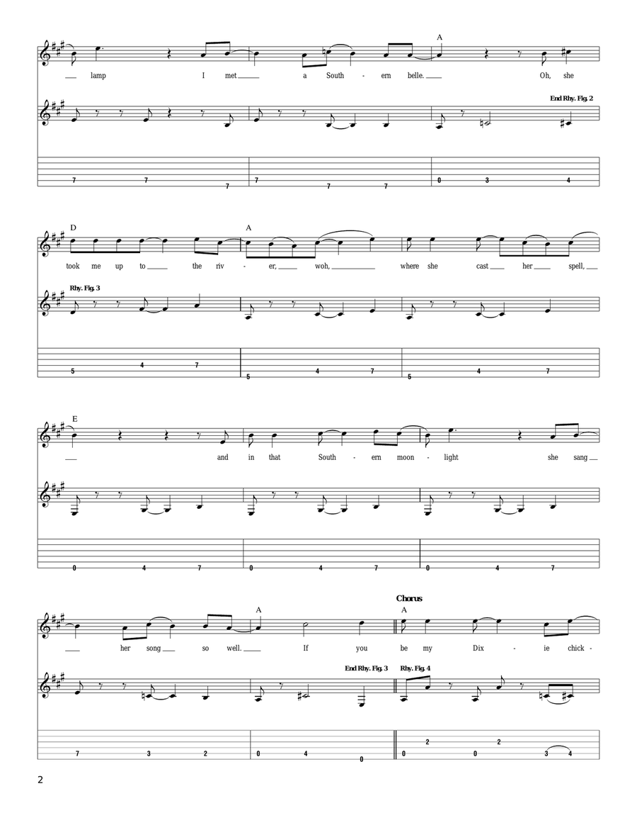Dixie Chicken Acoustic Guitar scores gallery preview page 2