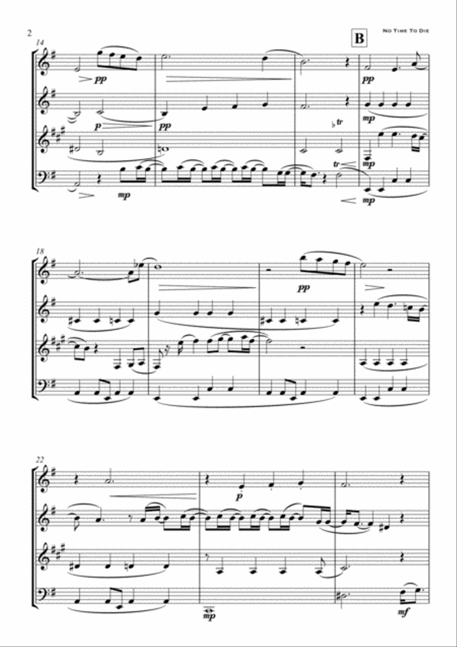 No Time To Die Woodwind Quartet scores gallery preview page 2
