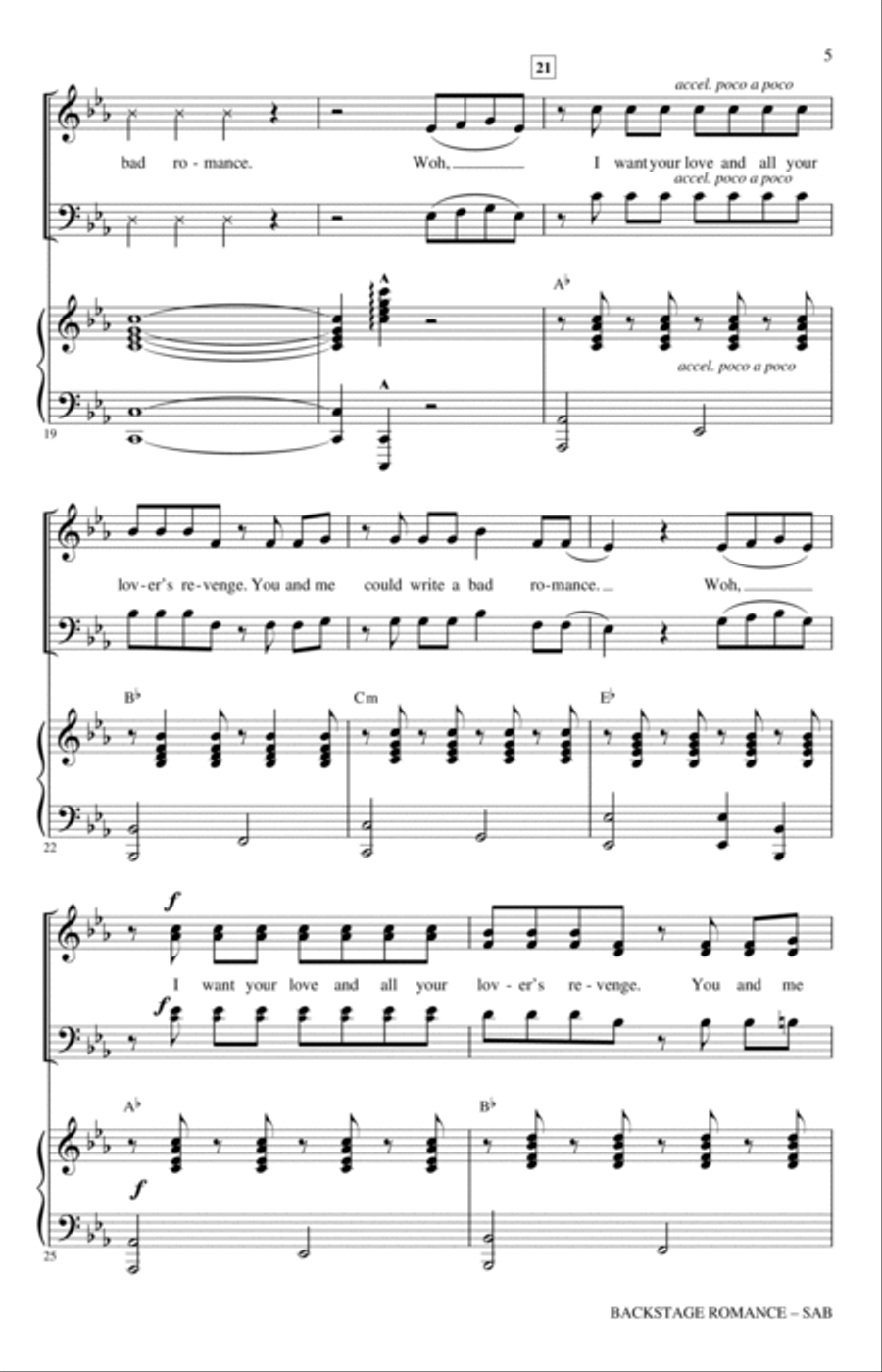 Backstage Romance (from Moulin Rouge! The Musical) 3-Part scores gallery preview page 4