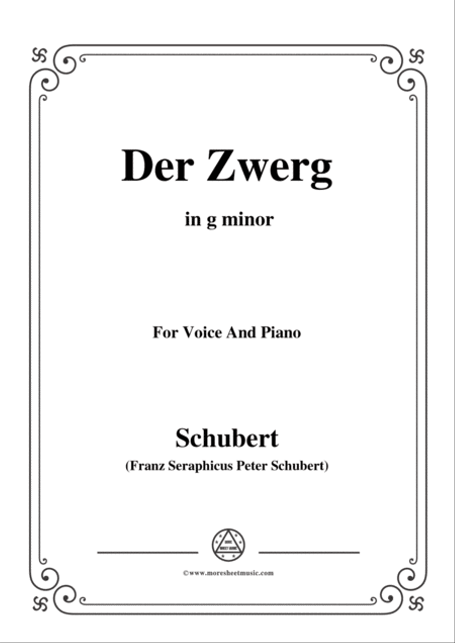 Schubert-Der Zwerg,Op.22 No.1,in g minor,for Voice&Piano Voice scores gallery preview page 1