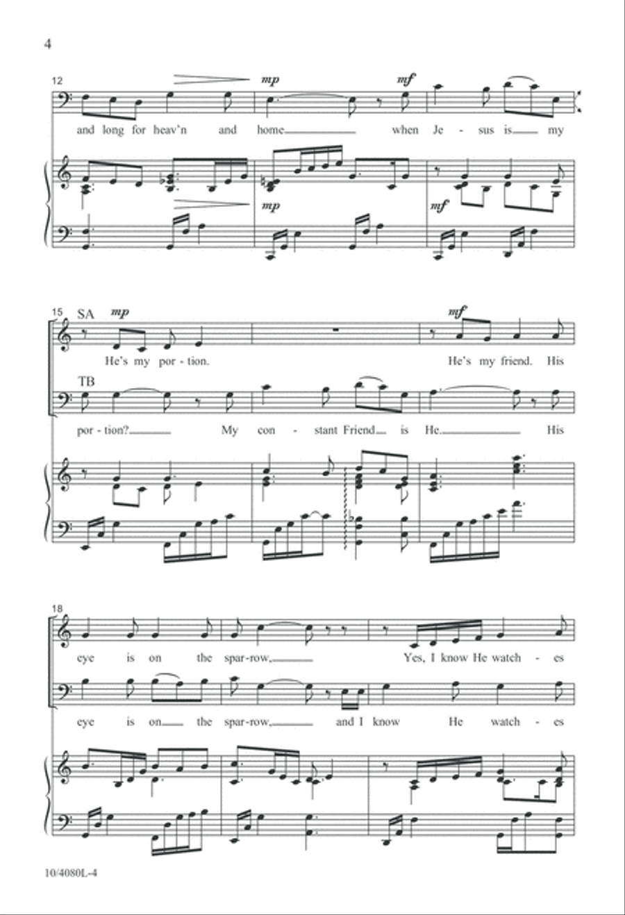 His Eye Is on the Sparrow 4-Part scores gallery preview page 5