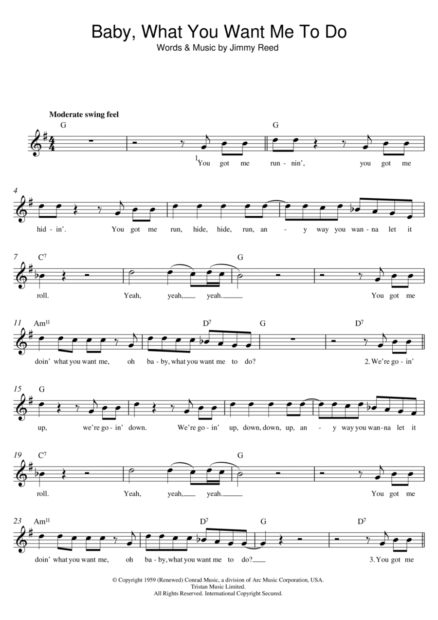 Baby, What You Want Me To Do Piano scores gallery preview page 1