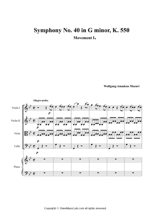 Book cover for Symphony No. 40 in G minor, K. 550 Movement I