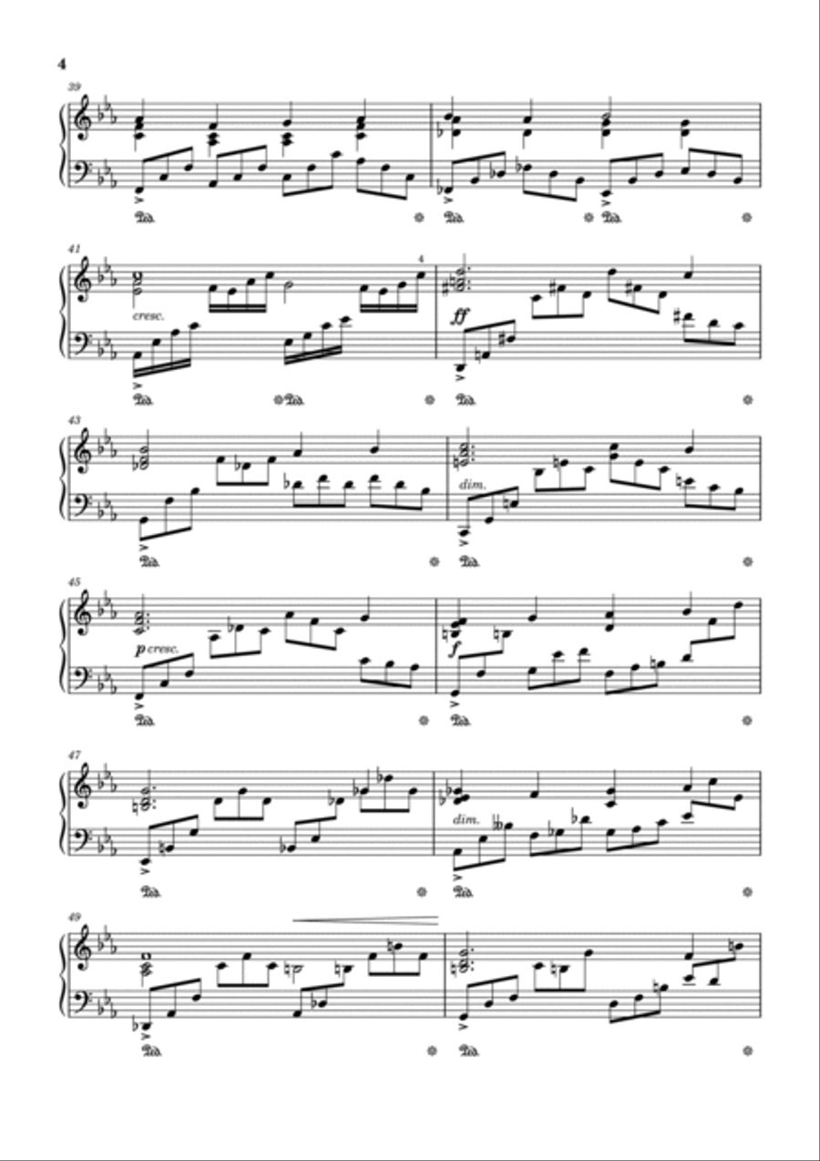 Themes From Rach2 - Rachmaninoff Piano Concerto No 2 - 1st movement - Piano Solo Arrangement Piano Solo scores gallery preview page 4
