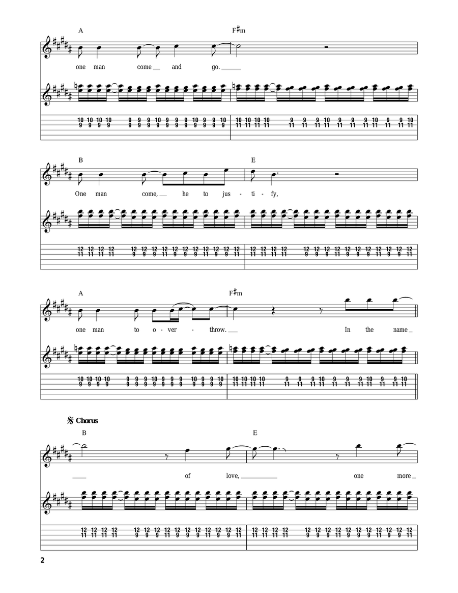 Pride (In The Name Of Love) Acoustic Guitar scores gallery preview page 2