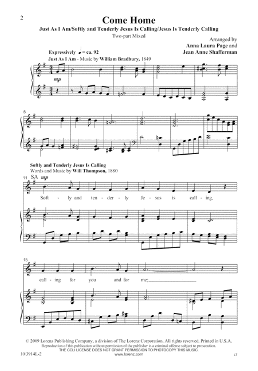 Come Home 2-Part scores gallery preview page 3