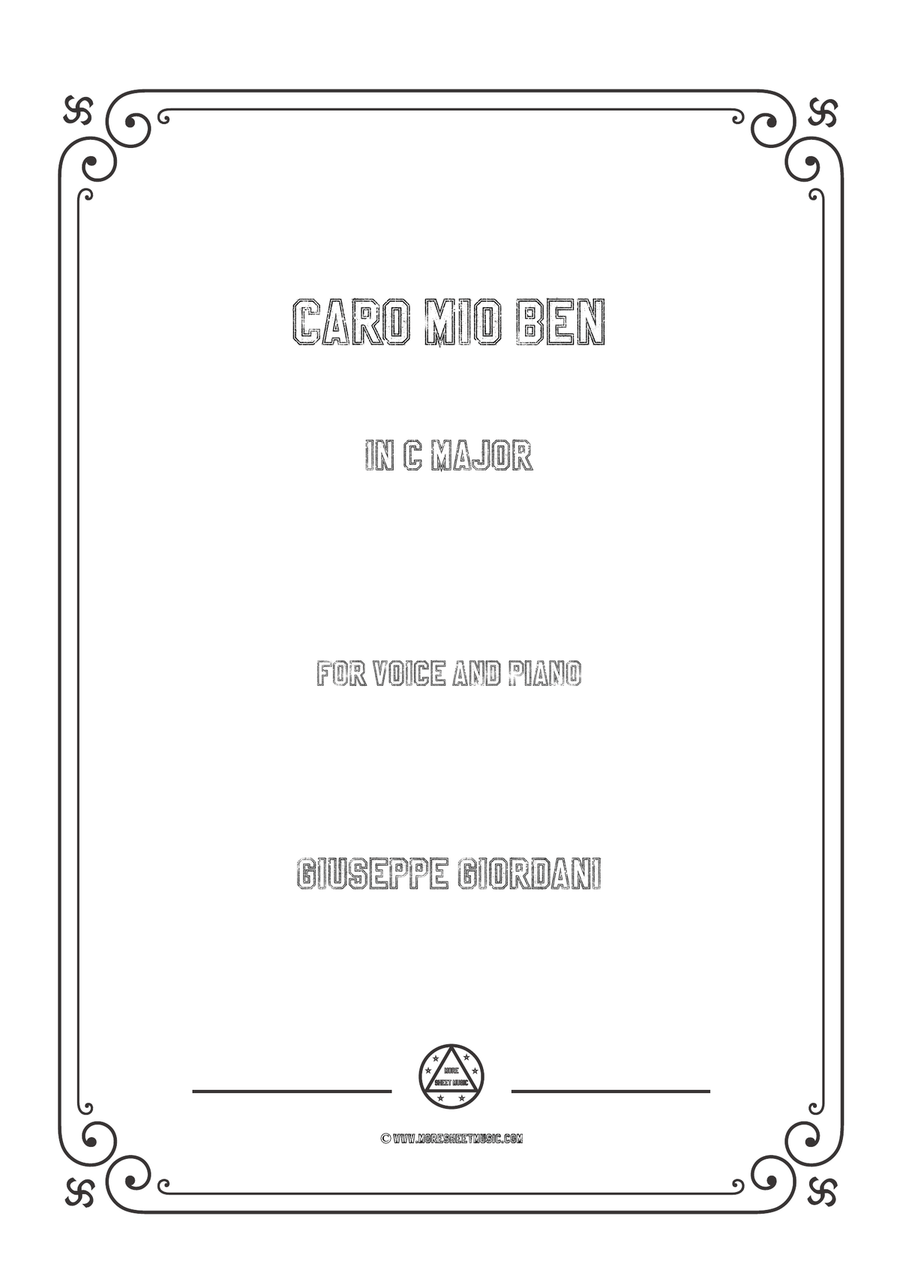 Giordani,Giuseppe-Caro mio ben in C Major,for Voice and Piano Piano, Vocal scores gallery preview page 1