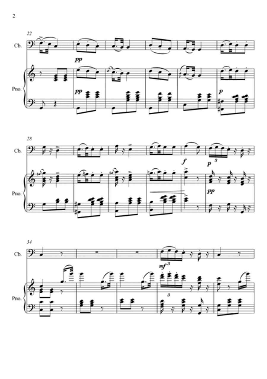 Giuseppe Verdi - La donna e mobile (Rigoletto) Double Bass - C Key String Duet scores gallery preview page 2