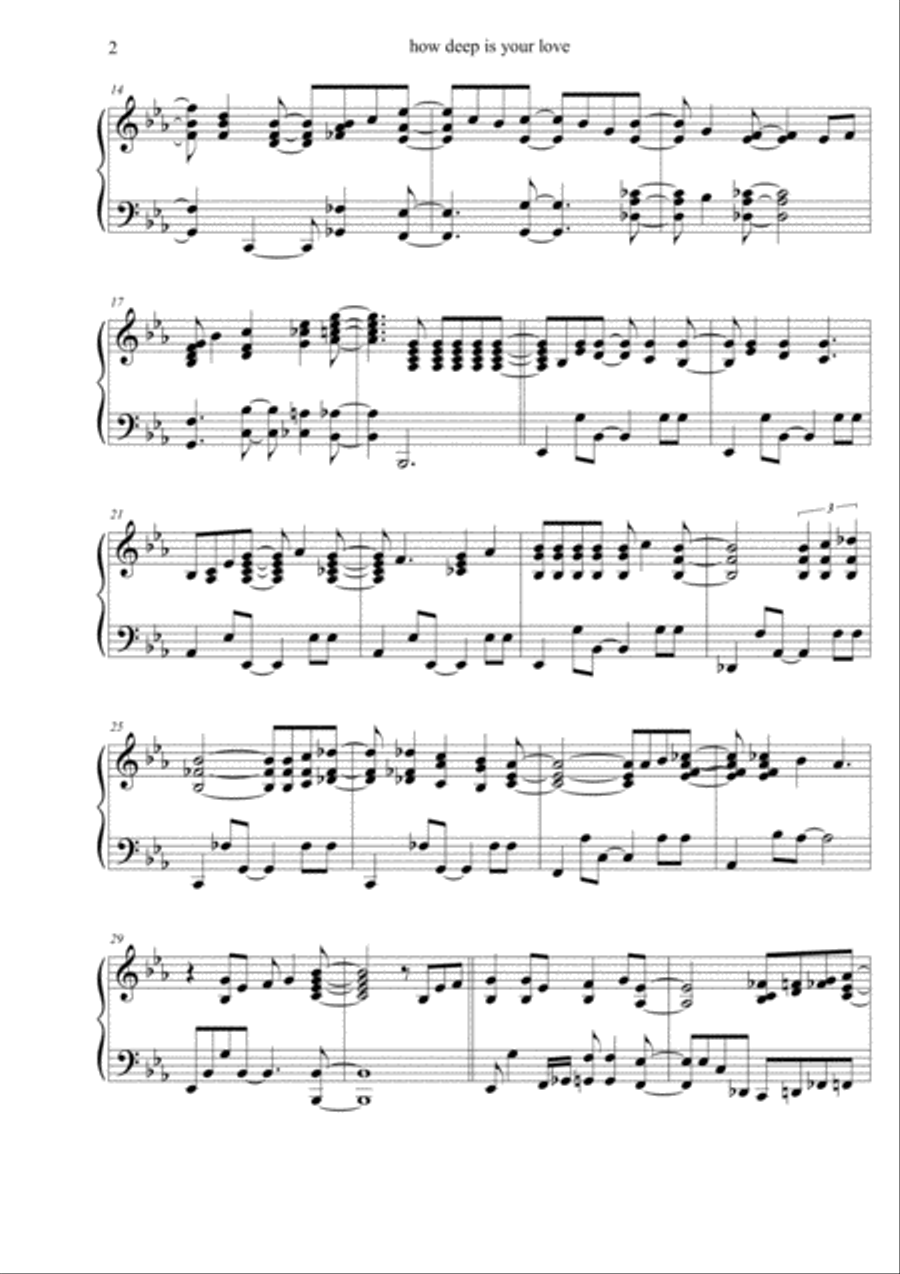 How Deep Is Your Love from the Motion Picture SATURDAY NIGHT FEVER Piano Solo scores gallery preview page 2
