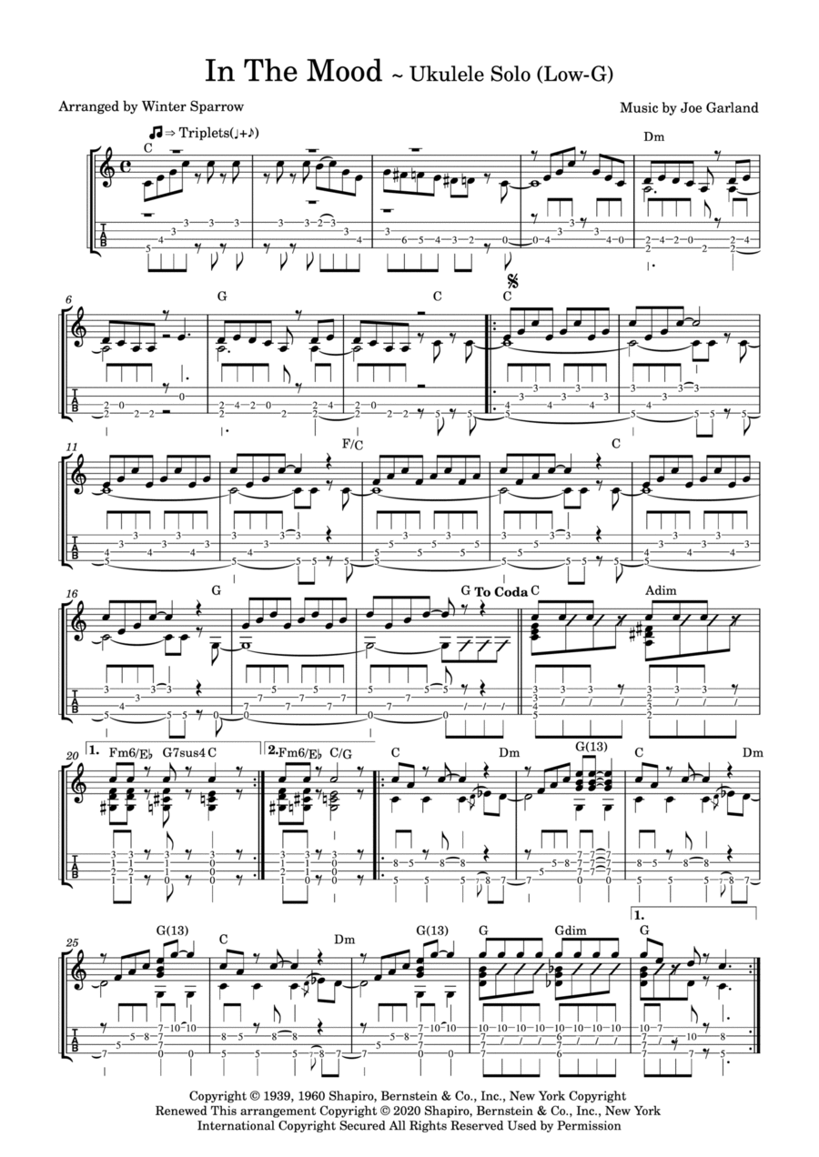 In The Mood Ukulele scores gallery preview page 1