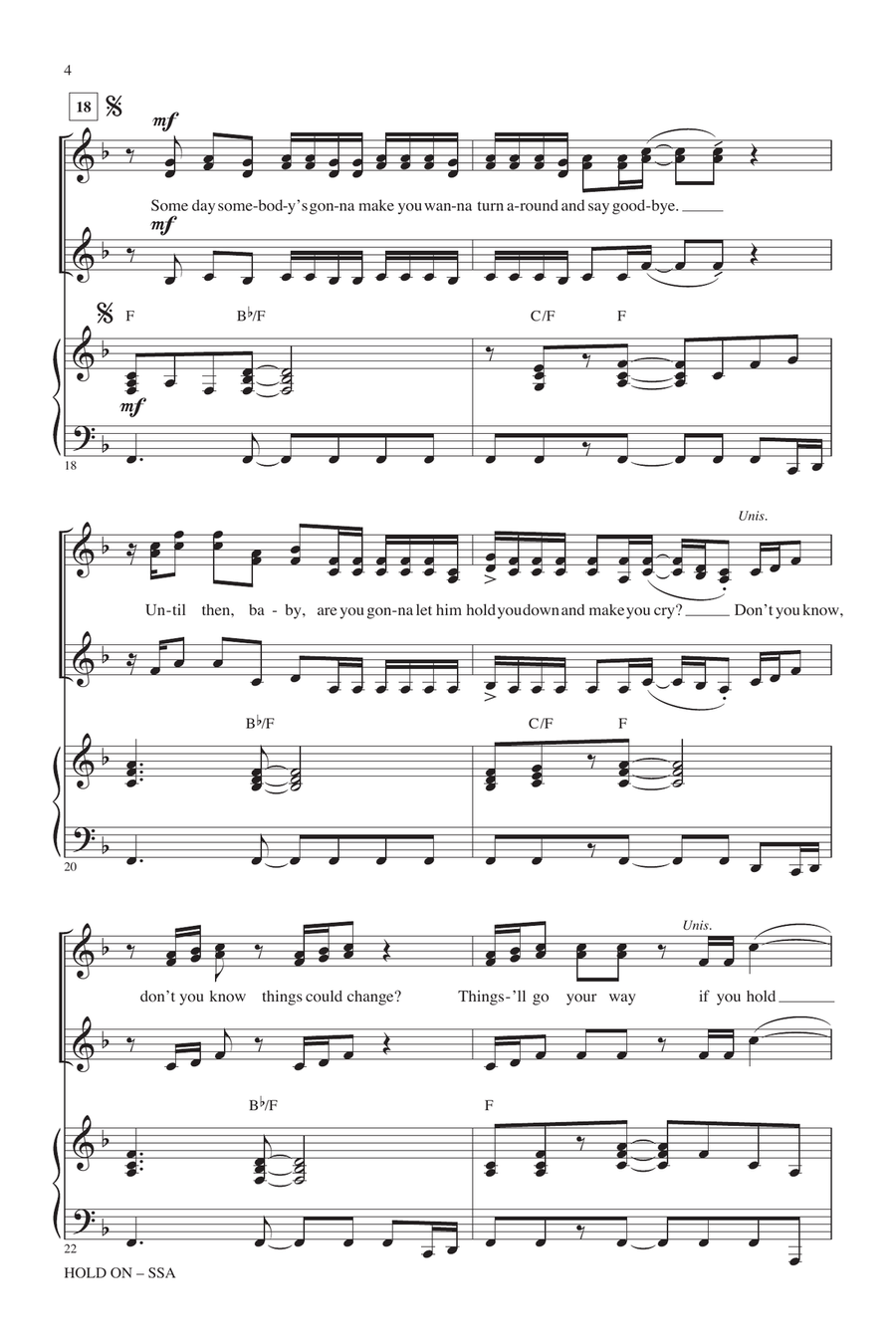 Hold On (arr. Kirby Shaw) SSA scores gallery preview page 3
