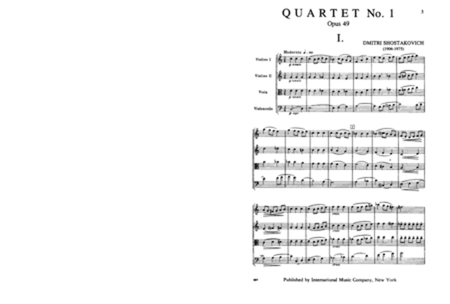 Miniature Score To Quartet No. 1 In C Major, Opus 49