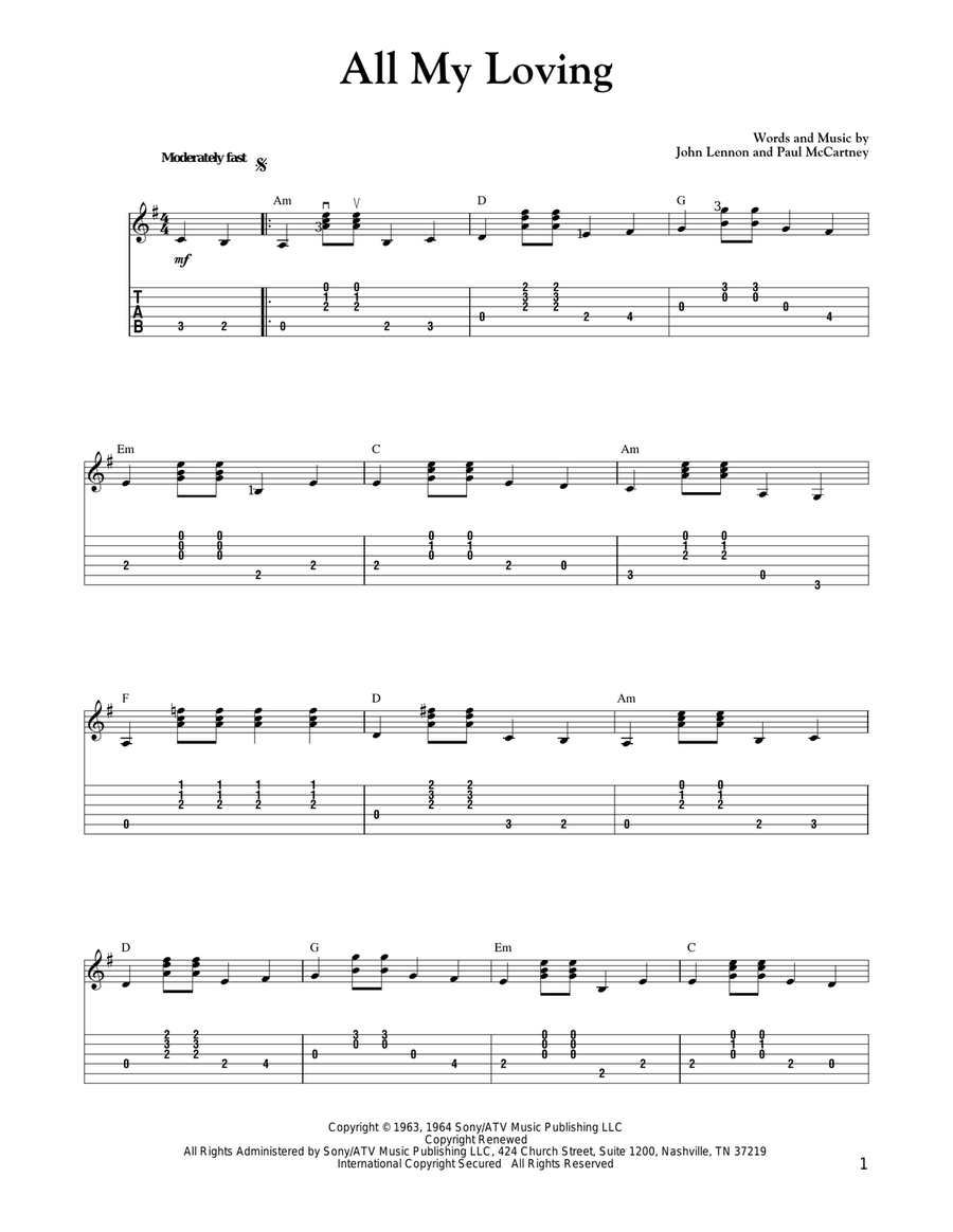 All My Loving (in the style of Maybelle Carter) Acoustic Guitar scores gallery preview page 1