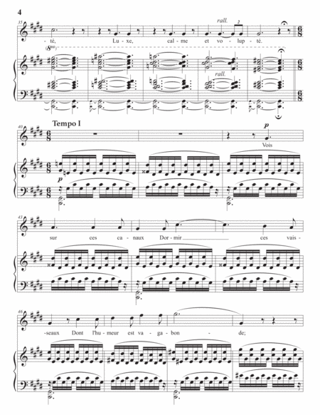 DUPARC: L'invitation au Voyage (transposed to C-sharp minor) by Henri Duparc Voice - Digital Sheet Music