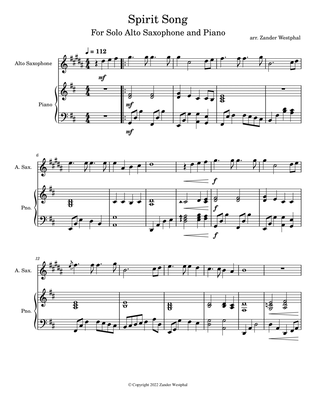 Spirit Song for Alto Saxophone and Piano