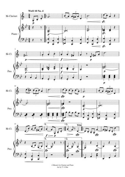 Beethoven 4 Minuets for Clarinet and Piano