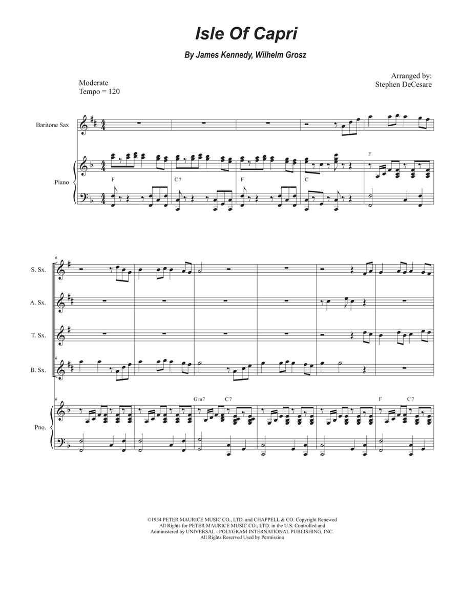 Isle Of Capri Saxophone Quartet scores gallery preview page 1