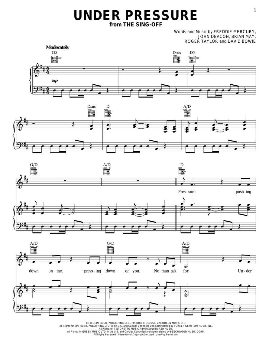 Under Pressure Under Pressure Acoustic Guitar scores gallery preview page 1