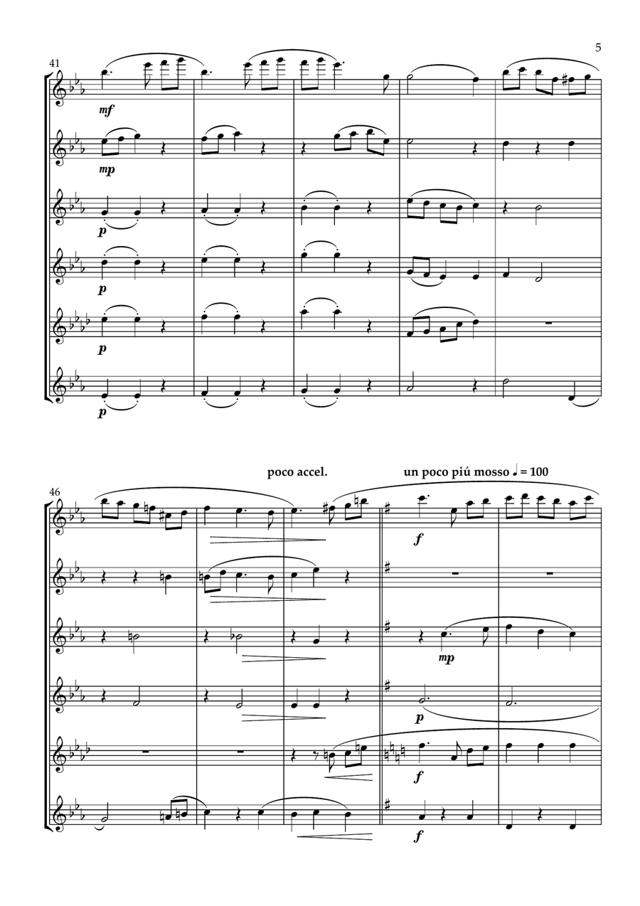 Night-Time in New York A Blue Waltz for Flute Choir Flute Choir scores gallery preview page 6