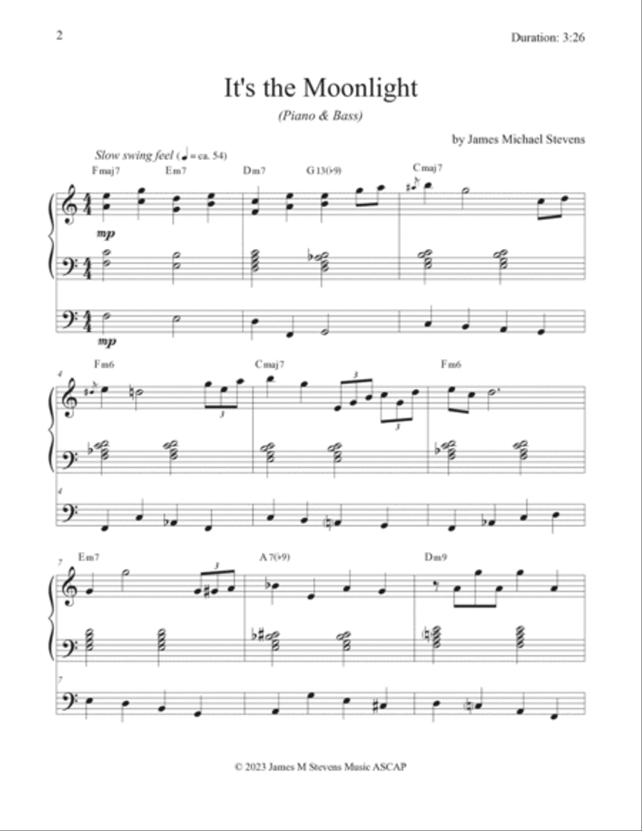 It's the Moonlight - Piano & Bass It's the Moonlight - Piano & Bass Jazz Ensemble scores gallery preview page 2