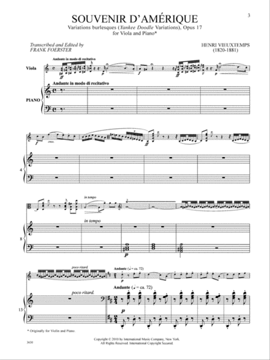 Souvenir D'Amerique, Variations Burlesques (Yankee Doodle Variations), Opus 17 Piano Accompaniment scores gallery preview page 2