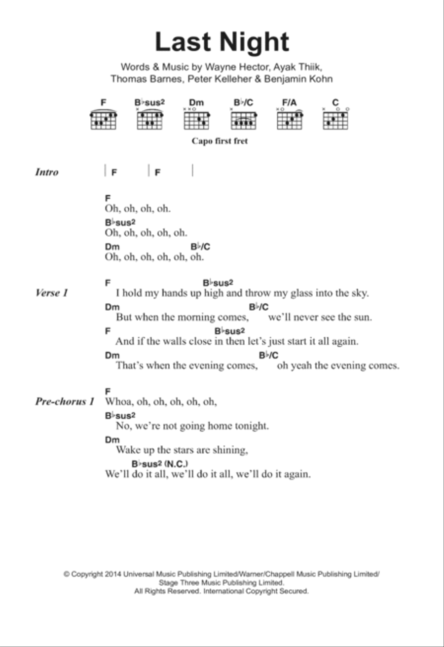 Last Night (Do It All Again) Acoustic Guitar scores gallery preview page 1