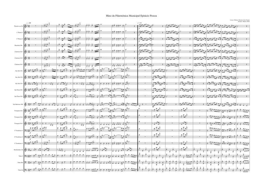Hino da Filarmônica Municipal Epitácio Pessoa Concert Band scores gallery preview page 1