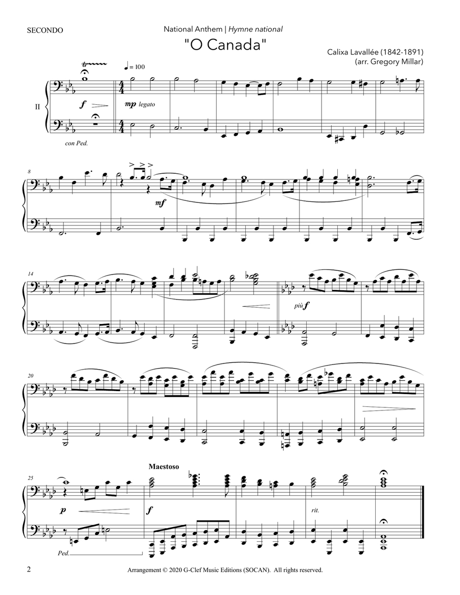 O Canada (for piano duet) Piano Duet scores gallery preview page 2