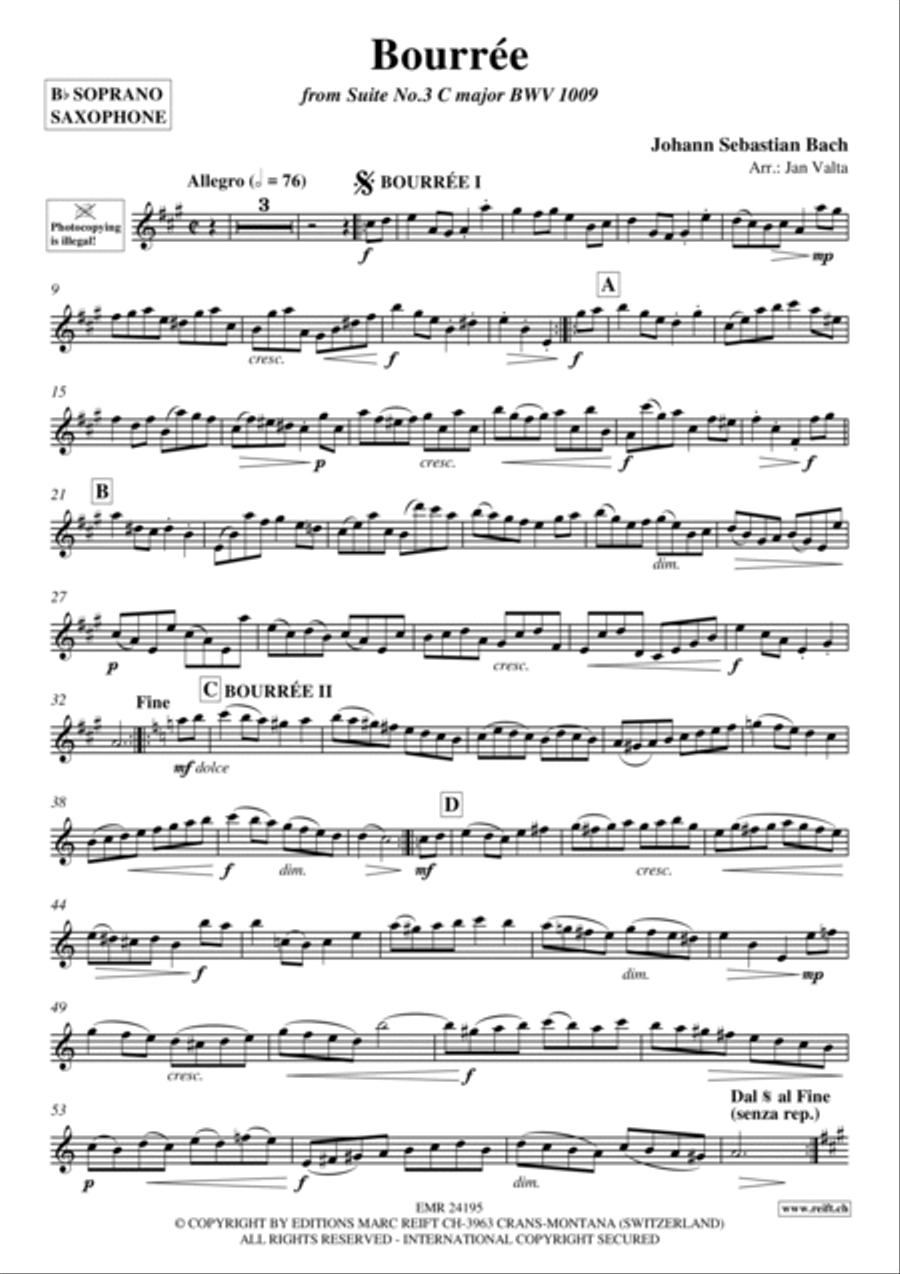 Bourree Soprano Saxophone scores gallery preview page 2