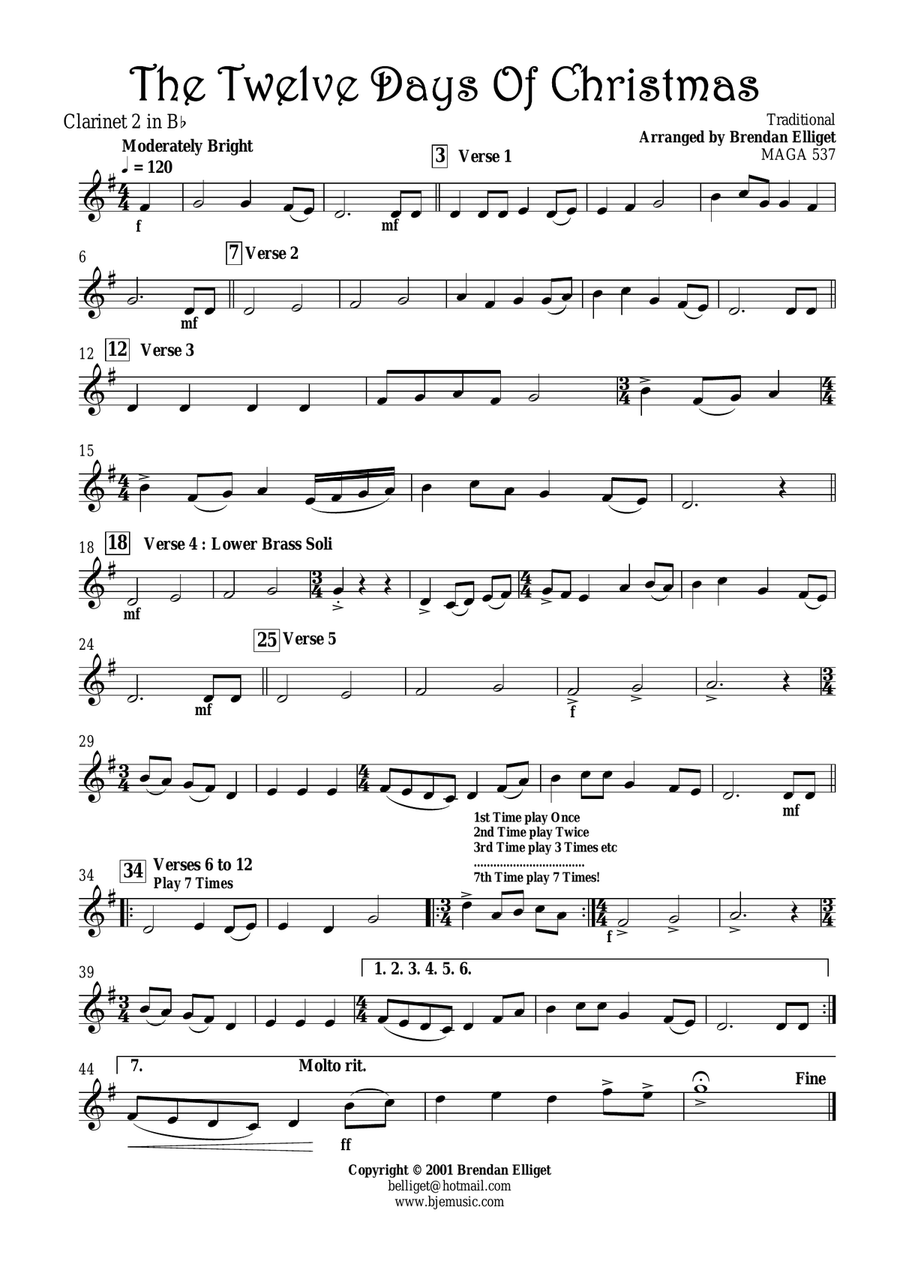 The Twelve Days of Christmas - Concert Band Score and Parts PDF Concert Band scores gallery preview page 5