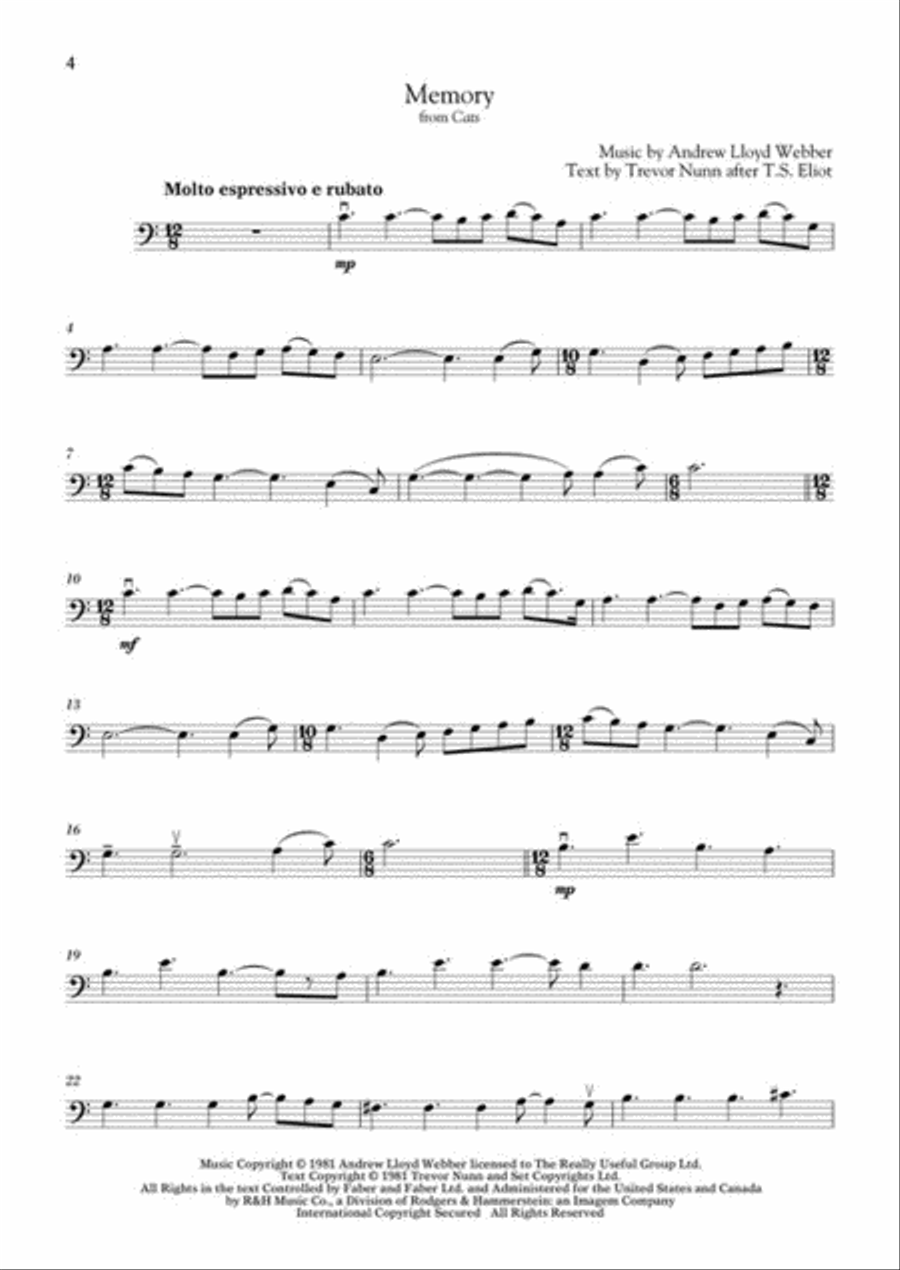 Andrew Lloyd Webber for Classical Players – Cello and Piano Piano Accompaniment scores gallery preview page 5